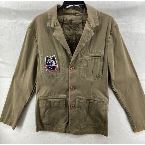 Vans Jacket Men's Sz M Star Wars‎ Logo Button Khaki Off The Wall Cotton Str - Picture 1 of 12